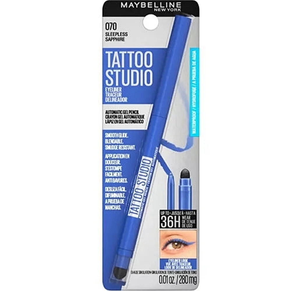 3 x Maybelline Tattoo Studio Gel Pencil Eyeliner, 070 Sleepless Sapphire